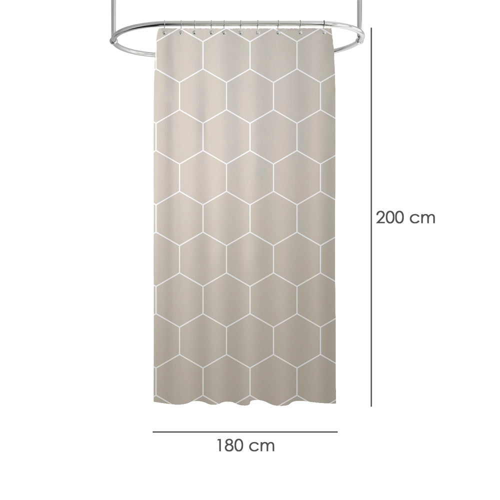 Cortina de duche formas geométricas bege 180x200 cm impermeável
