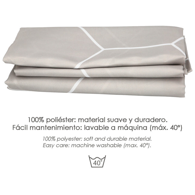 Cortina ducha formas geometricas beige 180x200 cm. impermeable