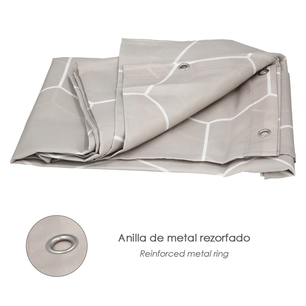 Geometric shapes shower curtain beige 180x200 cm waterproof