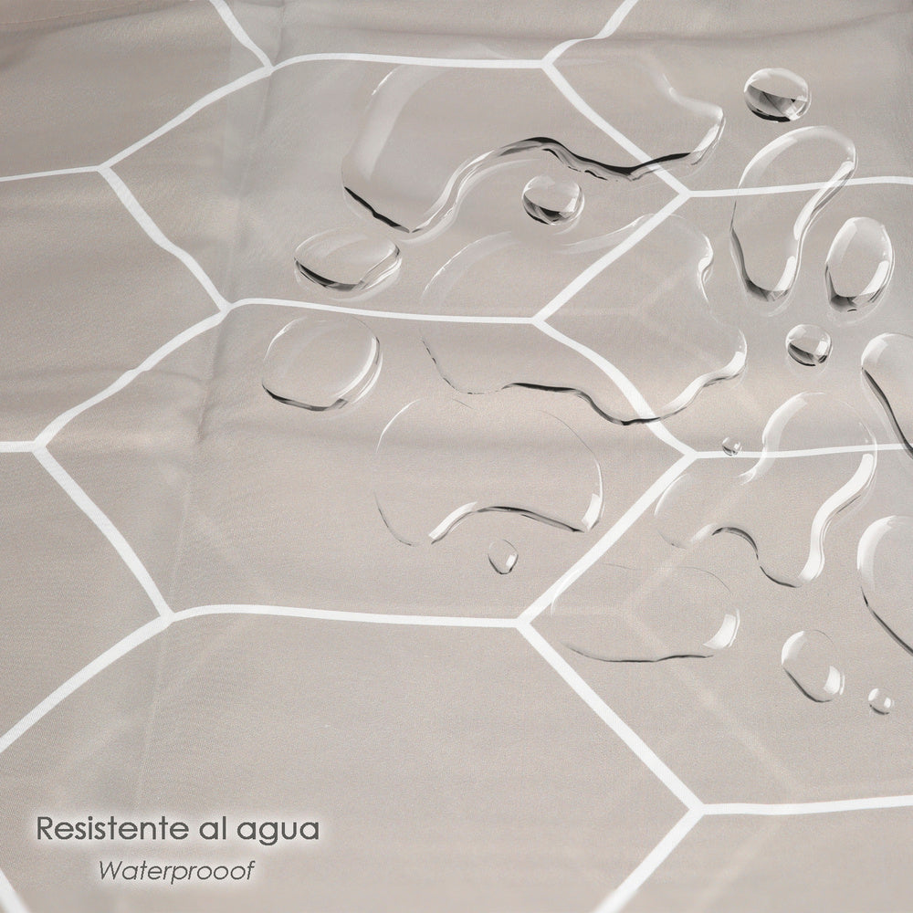 Cortina de duche formas geométricas bege 180x200 cm impermeável