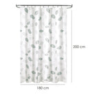 Fabric Shower Curtain, Leaf Pattern, 180 x 200 cm, Waterproof Fabric Bathroom Curtain with Rings