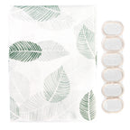 Fabric Shower Curtain, Leaf Pattern, 180 x 200 cm, Waterproof Fabric Bathroom Curtain with Rings