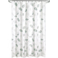 Fabric Shower Curtain, Leaf Pattern, 180 x 200 cm, Waterproof Fabric Bathroom Curtain with Rings