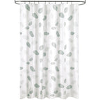 Fabric Shower Curtain, Leaf Pattern, 180 x 200 cm, Waterproof Fabric Bathroom Curtain with Rings