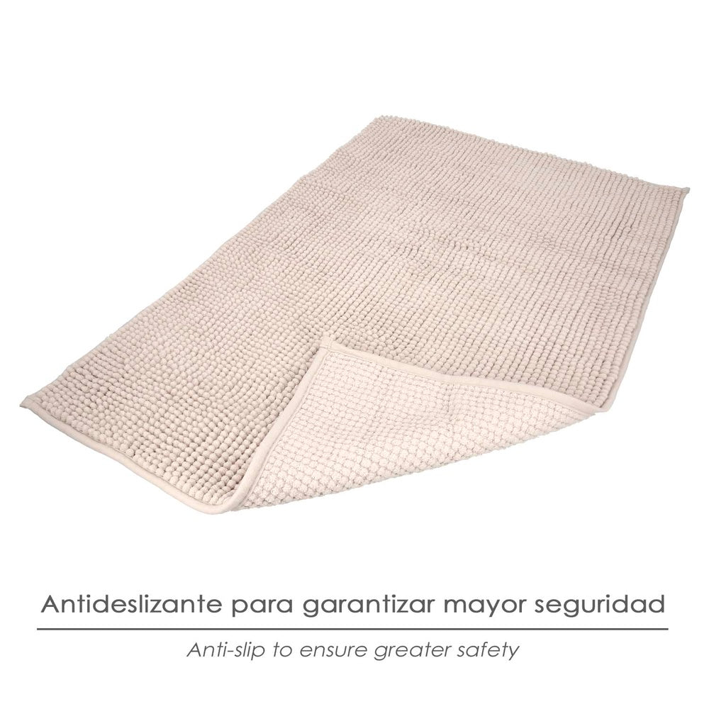 Alfombra baño poliéster chenilla 50x80 cm marrón.