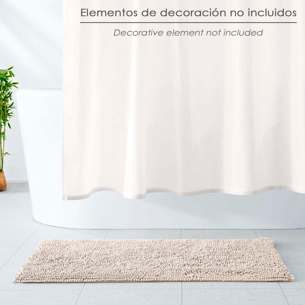 Alfombra baño poliéster chenilla 50x80 cm marrón.