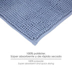 Alfombra baño poliéster chenilla 50x80 cm azul.