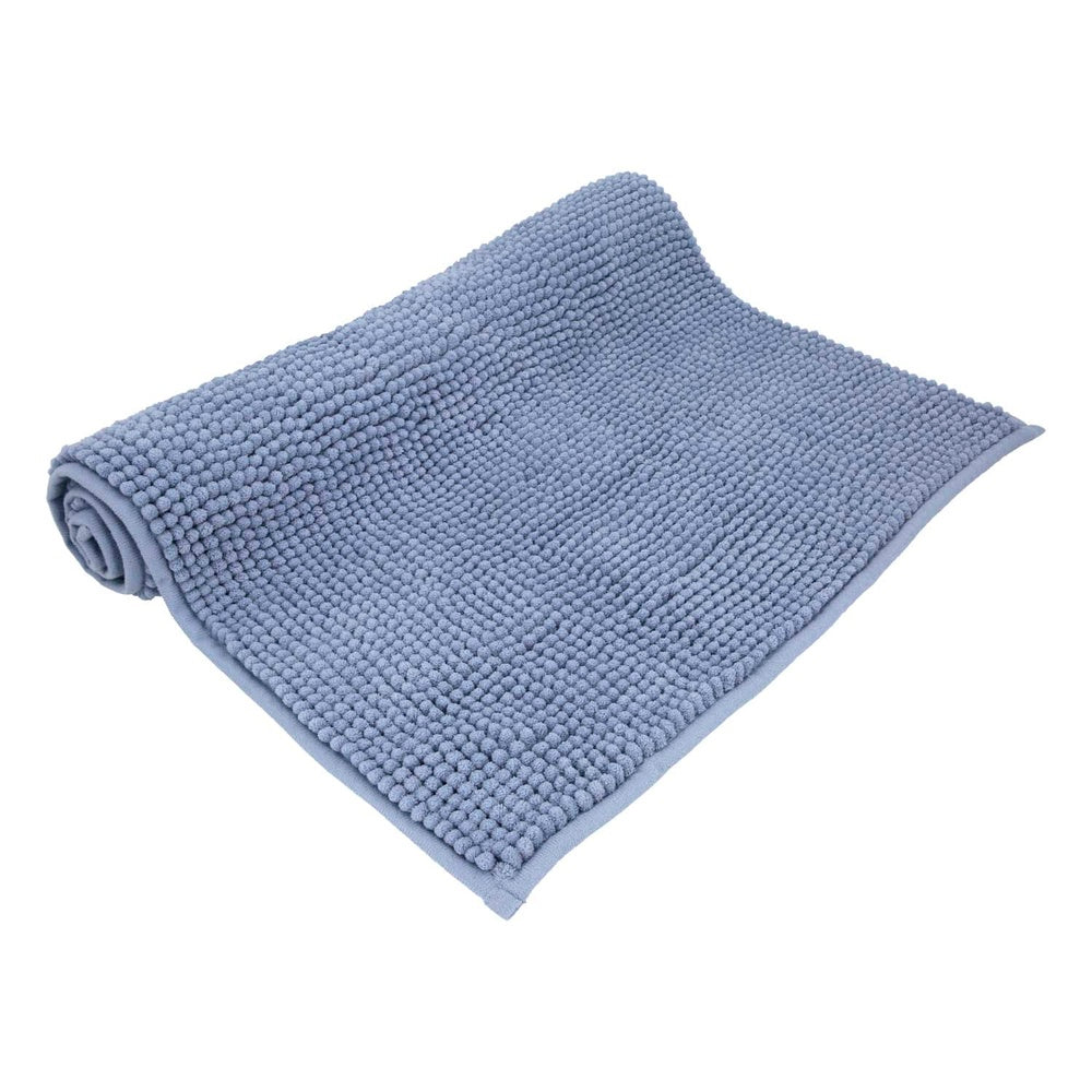 Alfombra baño poliéster chenilla 50x80 cm azul.
