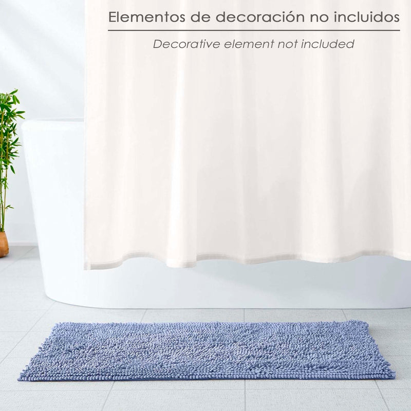 Alfombra baño poliéster chenilla 50x80 cm. azul