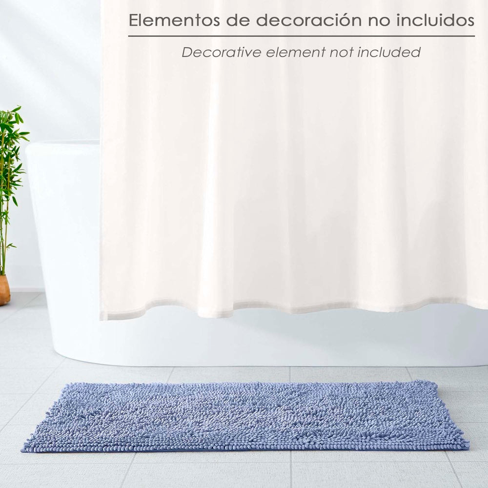 Alfombra baño poliéster chenilla 50x80 cm azul.