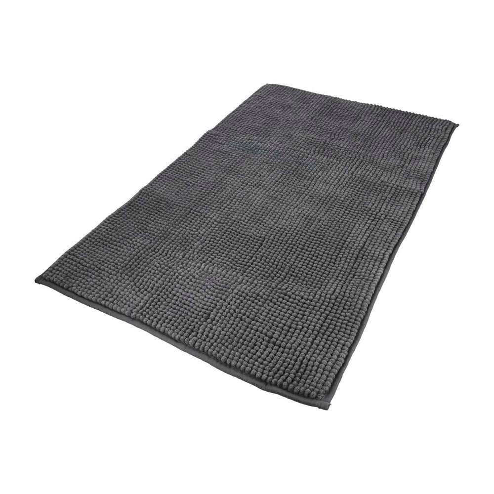 Alfombra baño poliéster chenilla 50x80 cm gris.