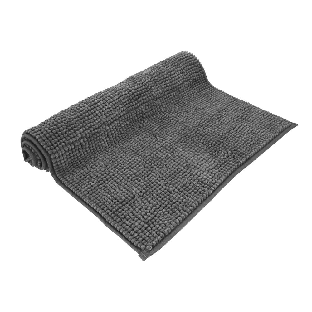 Alfombra baño poliéster chenilla 50x80 cm gris.