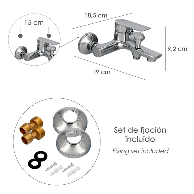 Monomando bañera / ducha "hamburgo" grifo baño, grifo encimera, grifo cocina, grifo mezclador. cartucho ceramico ø 35 mm