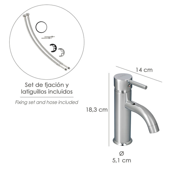 Monomando lavabo "dresde" grifo baño, grifo encimera, grifo cocina, grifo mezclador. cartucho ceramico ø 35 mm
