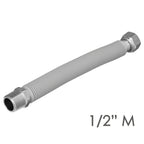 Extendable corrugated stainless steel water pipe. Length 22.5 to 30 cm, 1/2" connections