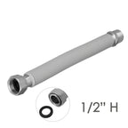 Extendable corrugated stainless steel water pipe. Length 22.5 to 30 cm, 1/2" connections