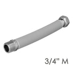 Extendable corrugated stainless steel water pipe. Length from 22.5 to 30 cm, 3/4" connections