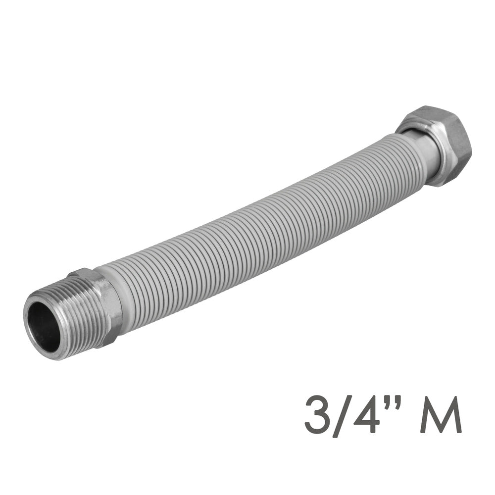 Tubo extensível água aço inoxidável corrugado. Comprimento de 22,5 a 30 cm ligações 3/4"