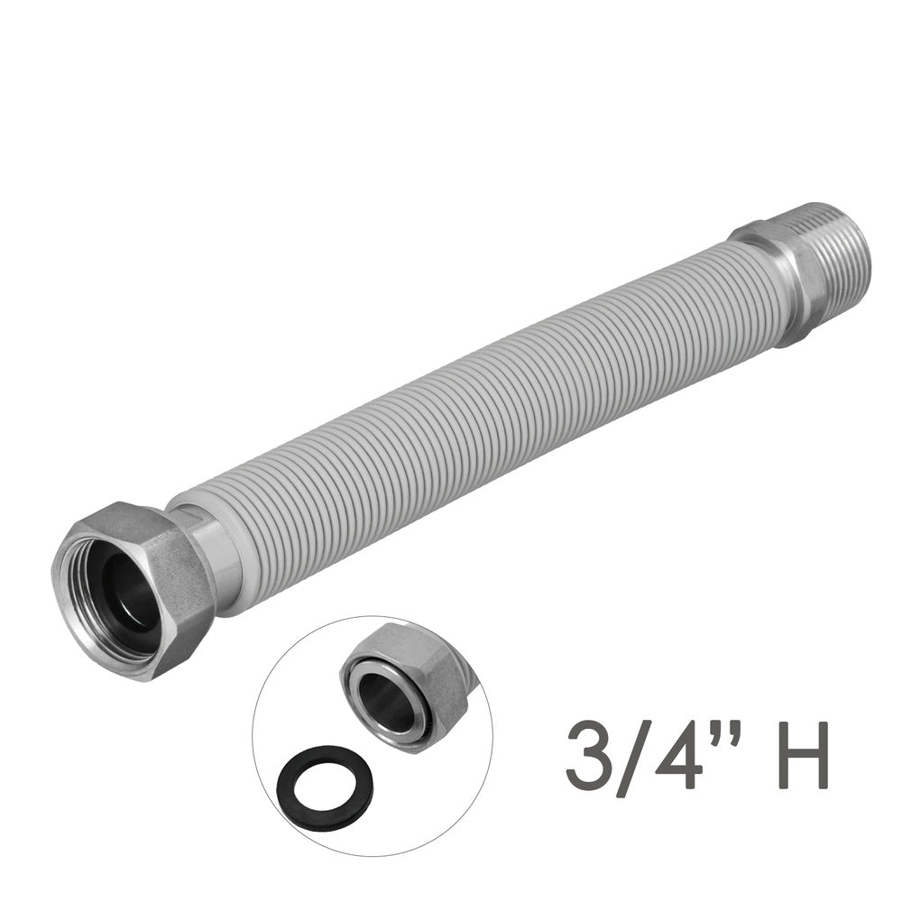 Tubo extensível água aço inoxidável corrugado. Comprimento de 22,5 a 30 cm ligações 3/4"