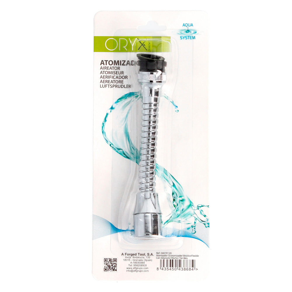 Flexible metal water-saving spray head with male/female adapter
