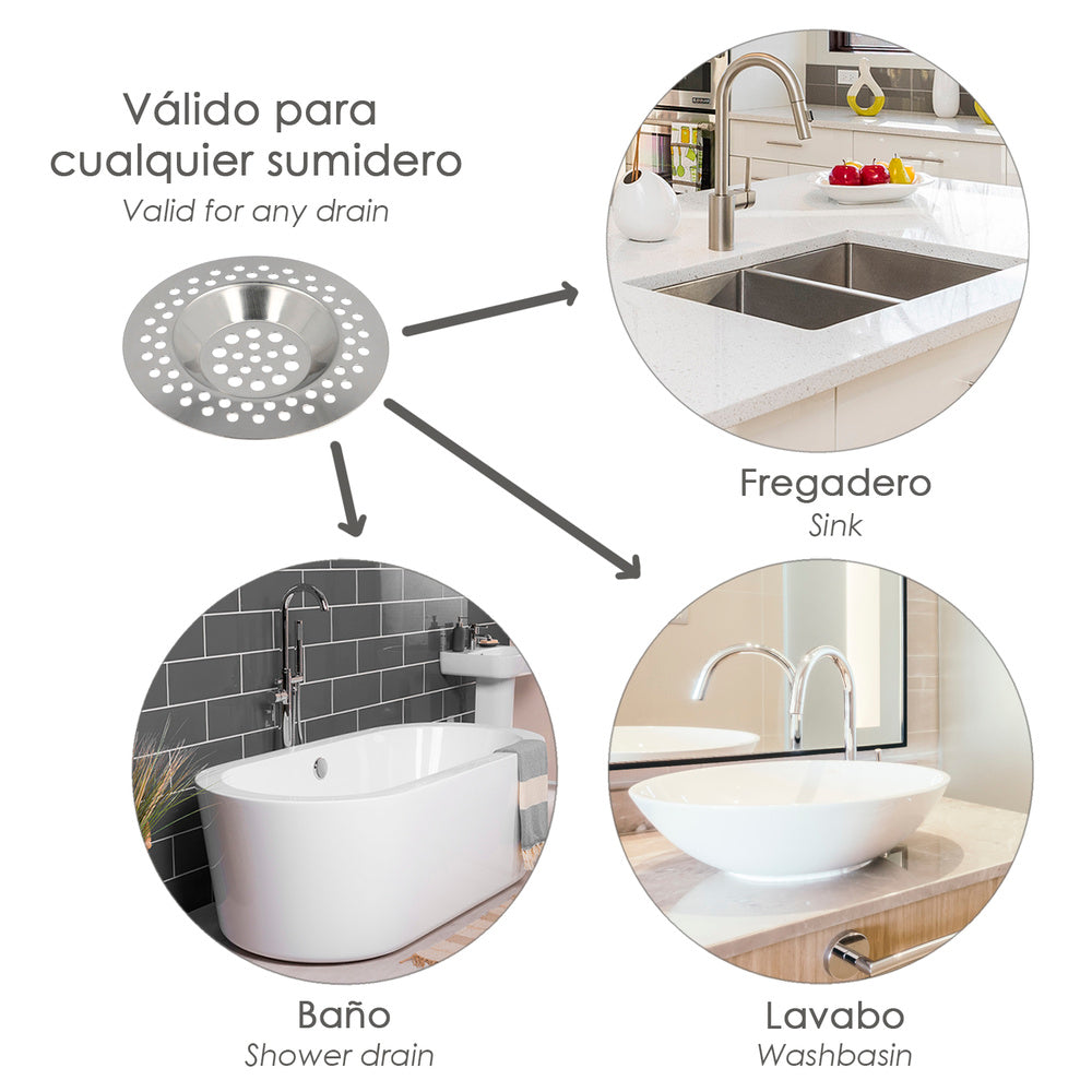 Stainless steel sink/basin strainer 8 cm