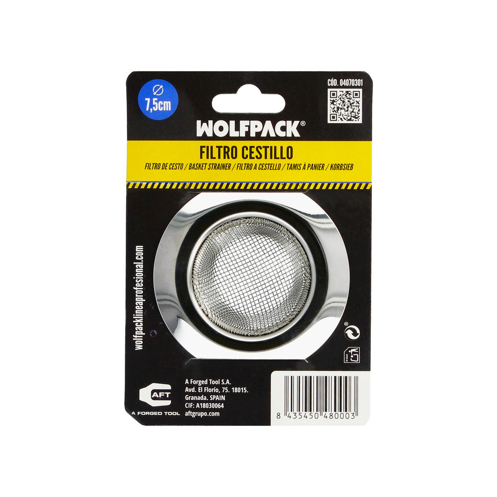 Filtro cestillo malla para lavabo / fregadero inoxidable ø 7,5 cm.