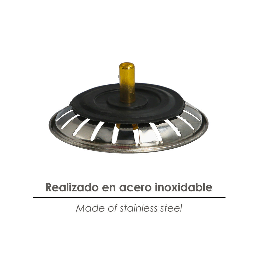 Tapón válvula cesta para fregadero inoxidable clic clac  ø 8 cm