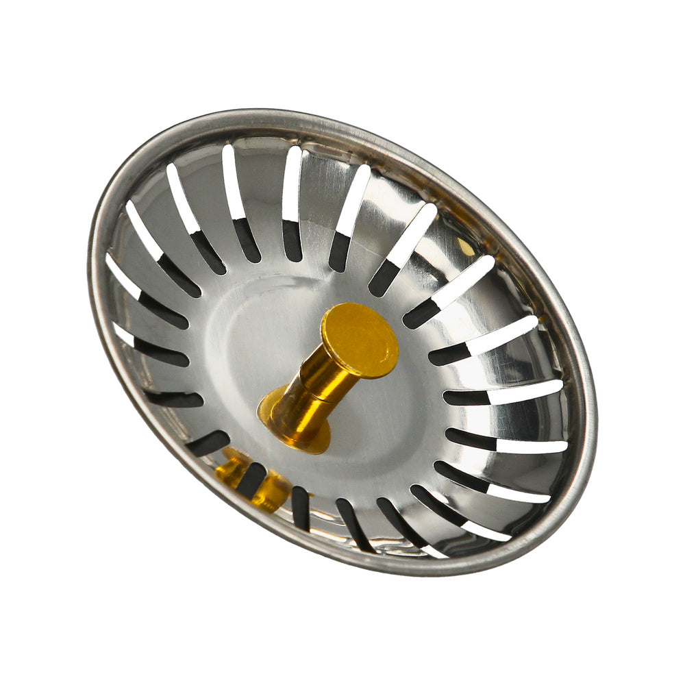 Stainless steel click-clack sink basket strainer plug, 8 cm diameter