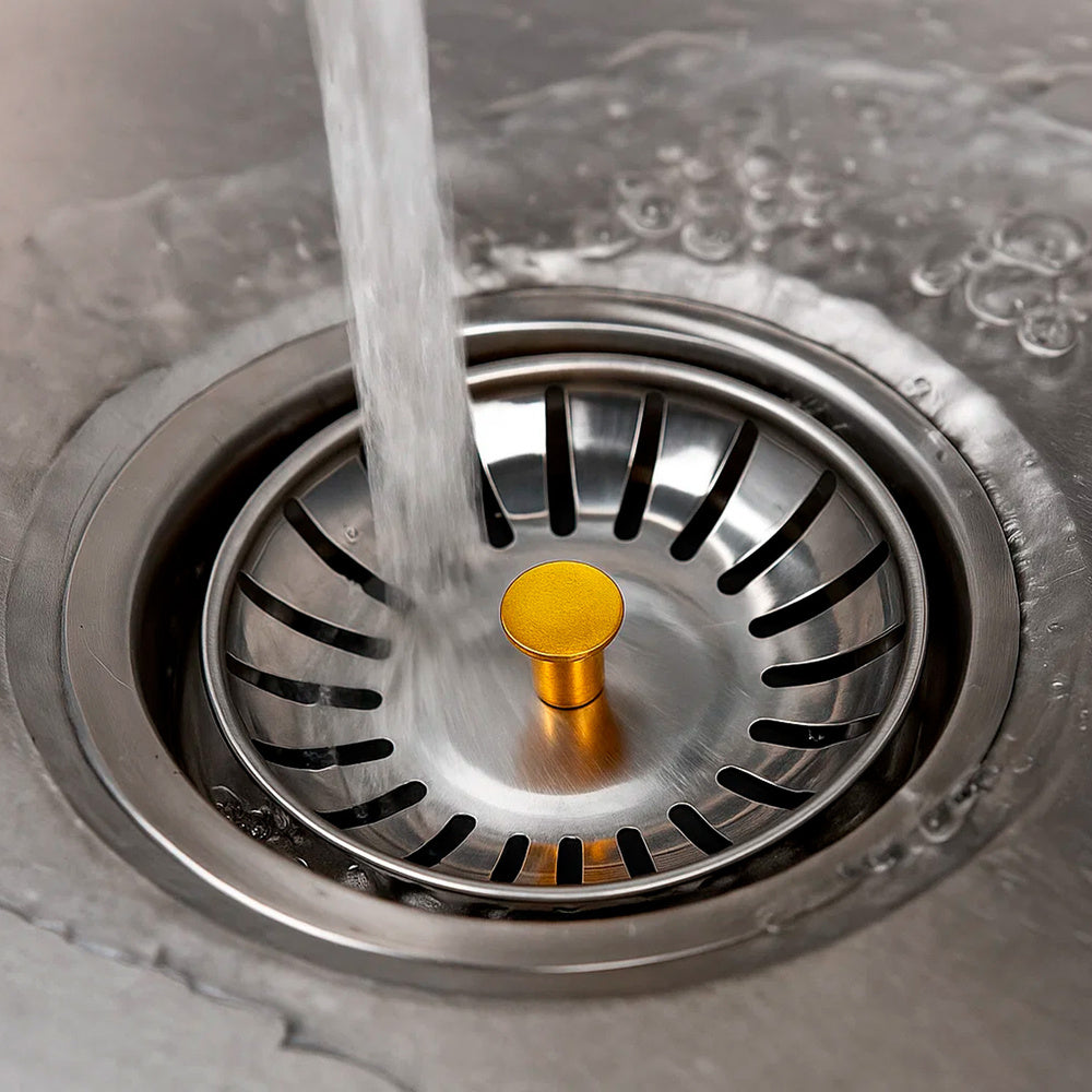 Stainless steel click-clack sink basket strainer plug, 8 cm diameter