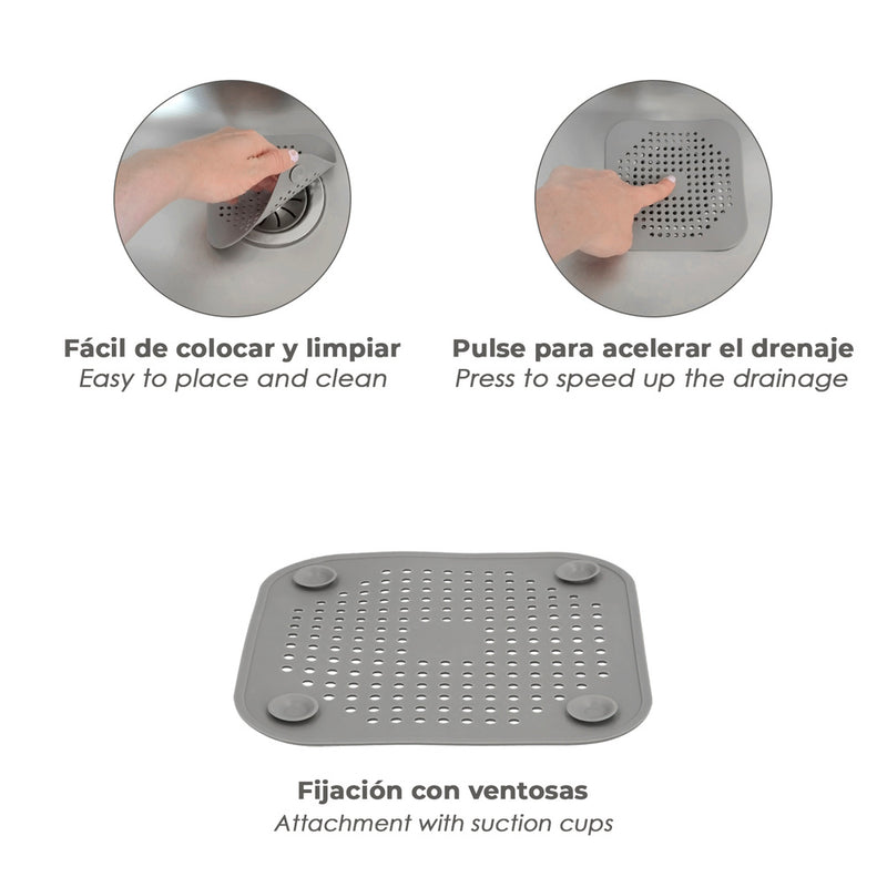 Protector desagüe silicona cocina baño 145 x 145 mm
