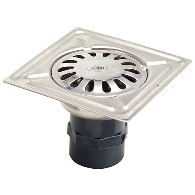 Sumidero acero inoxidable  150x150 mm. toma de 43 mm