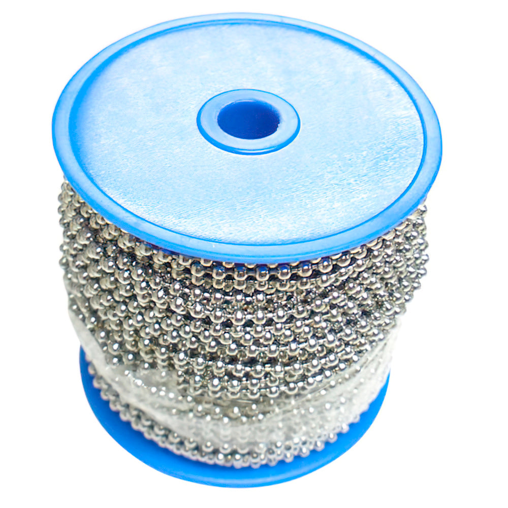 Chrome plated brass ball chain 3.2 mm roll 50 meters