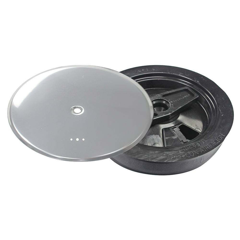 Tapa bote sifónico pvc t 89 a ø 110 mm con aireador, colo inox.