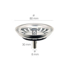 Basket strainer plug for sink, stainless steel t-93bm-115 1 1/2