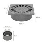 Sumidouro sifónico em PVC 25x25 cm saída de ø 90 / 110 mm esgoto, ralo, sumidouro, sarjeta,