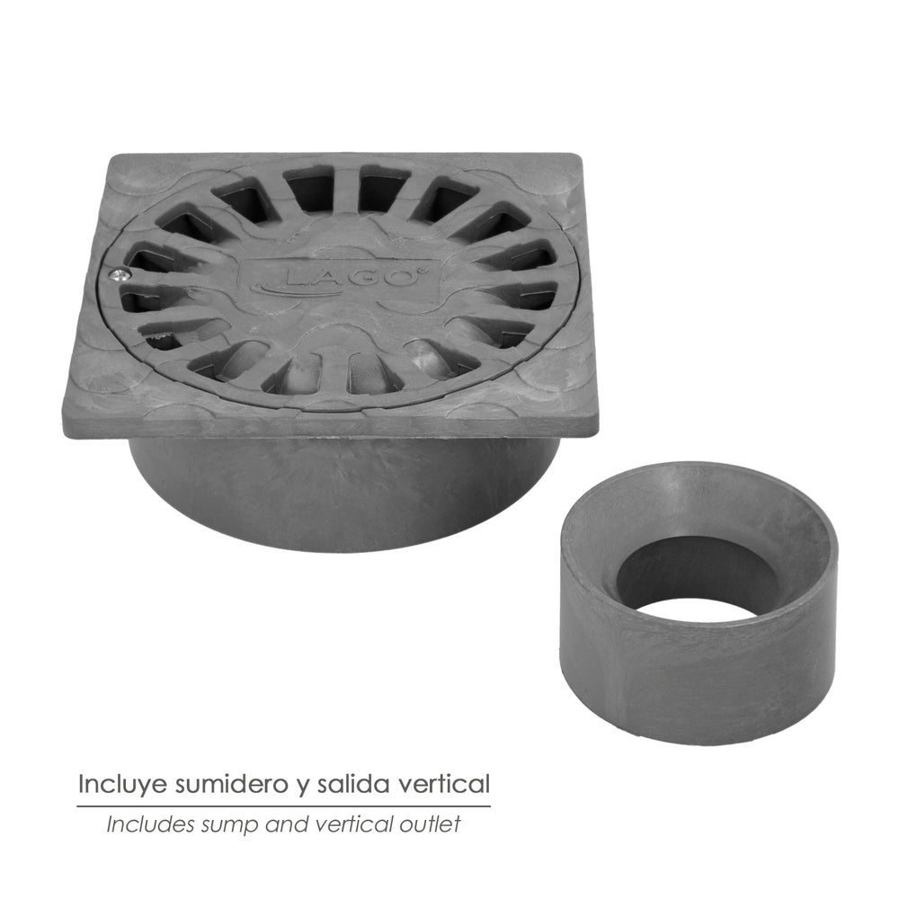 Sumidouro sifónico em PVC 25x25 cm saída de ø 90 / 110 mm esgoto, ralo, sumidouro, sarjeta,