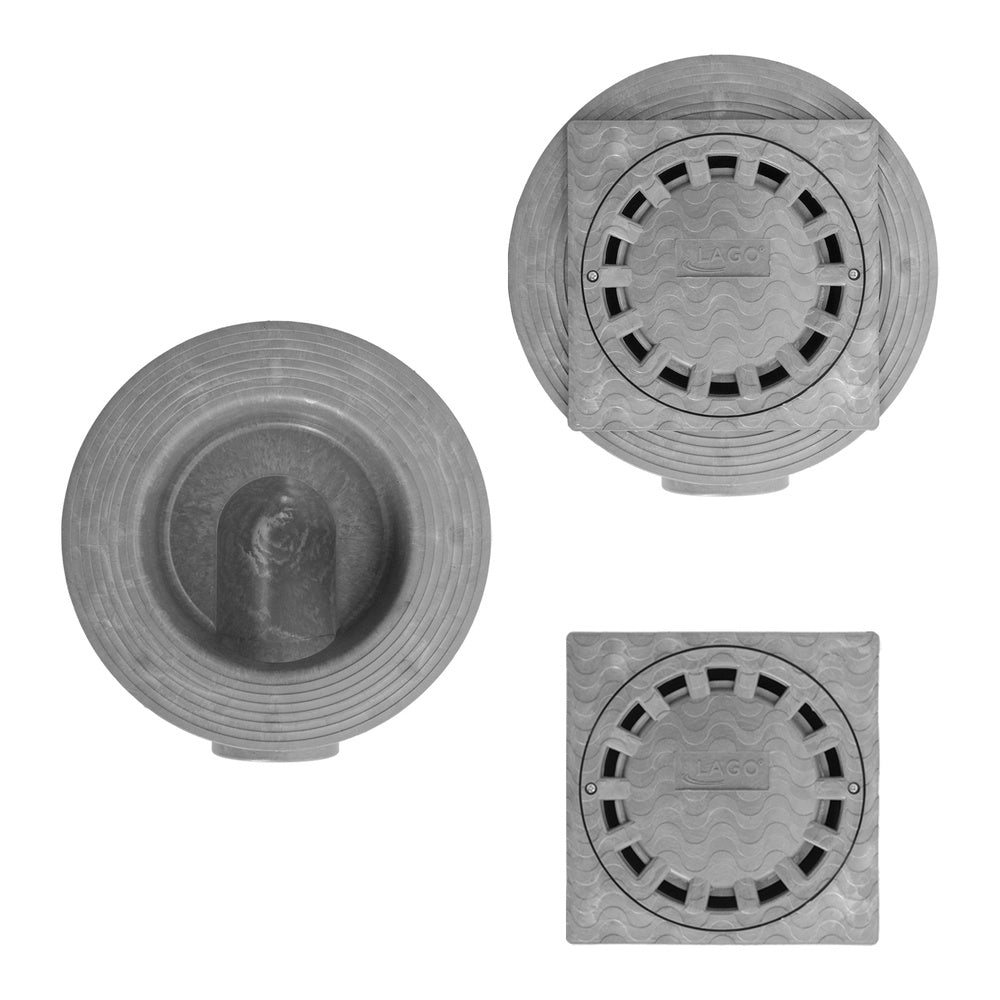 Horizontal PVC floor drain 200x200/90mm