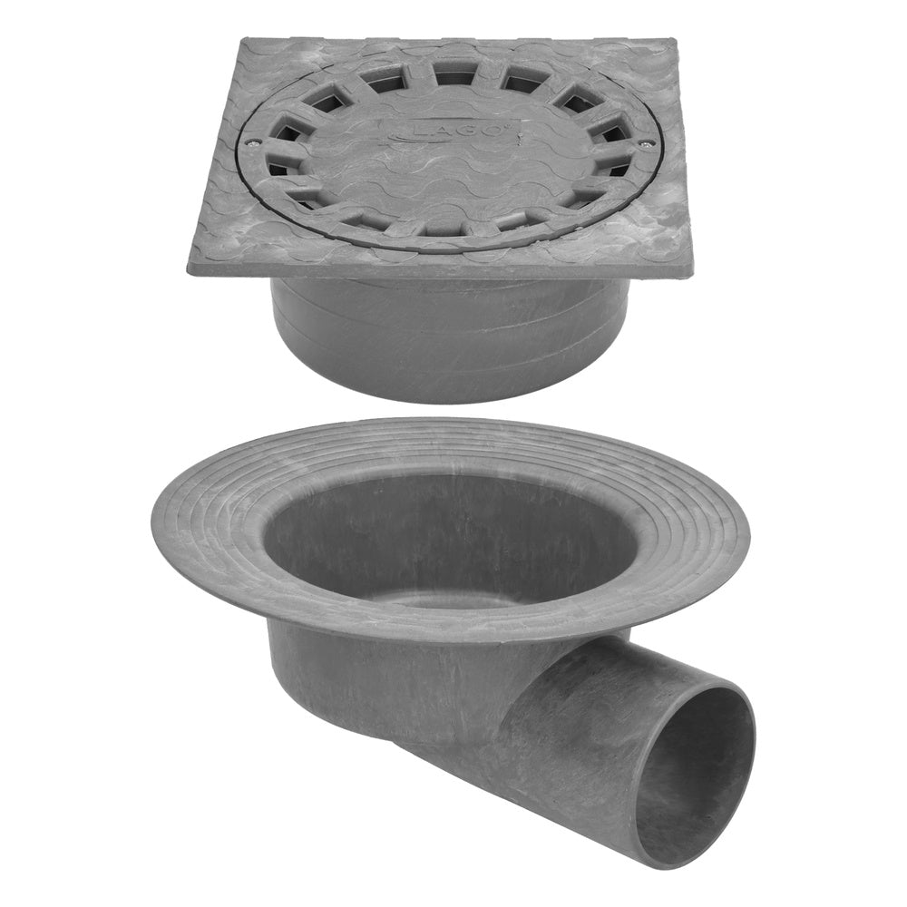 Horizontal PVC floor drain 200x200/90mm