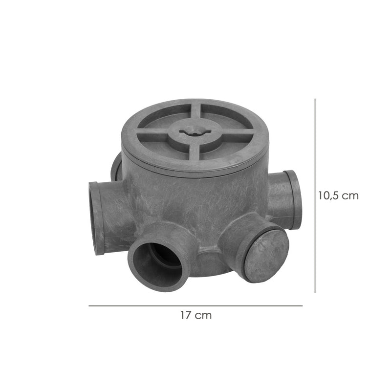 Bote sifónico PVC tuberias ø 110 mm. salidas ø 50 y 40 mm. altura 105 mm