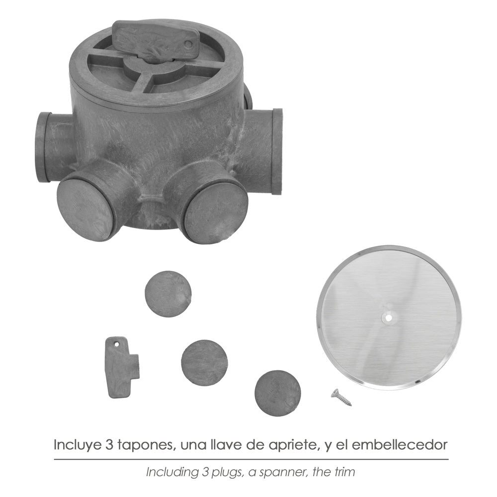 Bote sifónico pvc tuberías ø 110 mm salidas ø 50 y 40 mm altura 105 mm