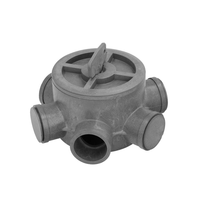 Bote sifónico PVC tuberias ø 110 mm. salidas ø 50 y 40 mm. altura 90 mm