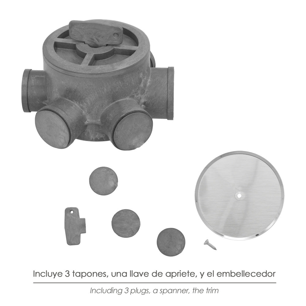 Sifão de pavimento em PVC para tubagens ø 110 mm saídas ø 50 e 40 mm altura 90 mm