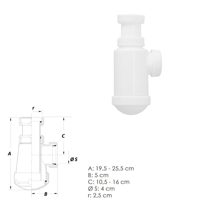 Sifon botella extensible  1 1/2  tuerca loca