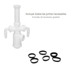 Sifão de garrafa extensível 1 1/2" saída ø 40mm 2 tomadas de máquina de lavar