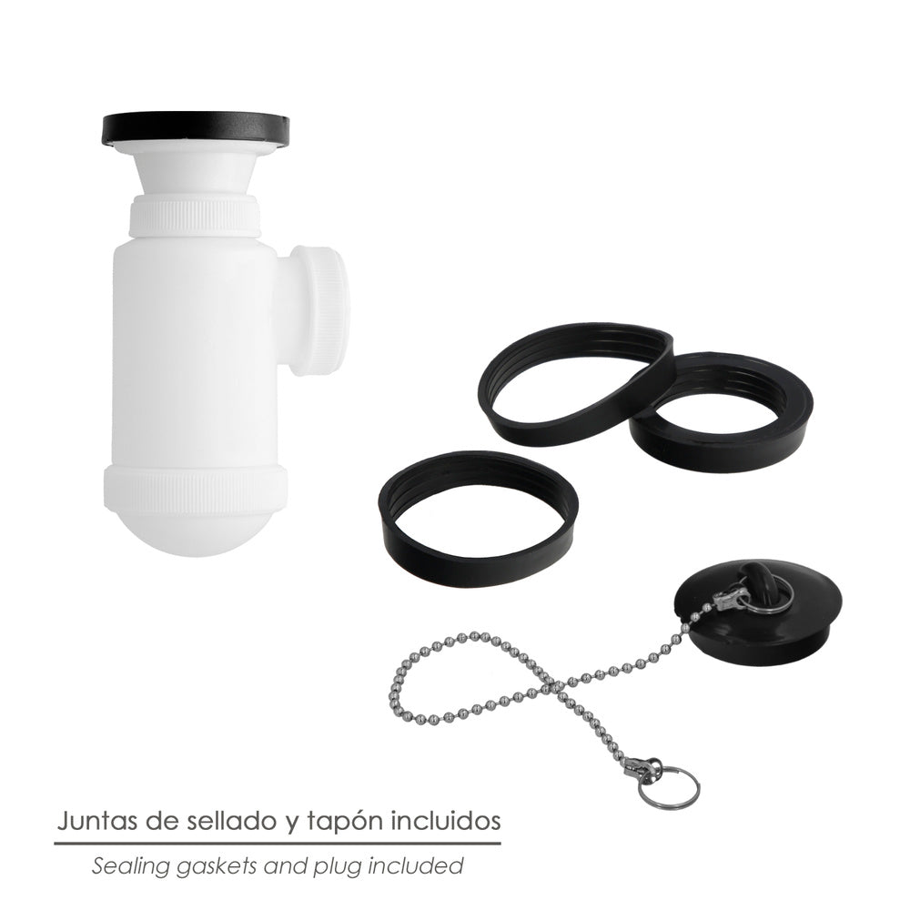 Bottle trap extensible 1 1/2 with valve and stopper