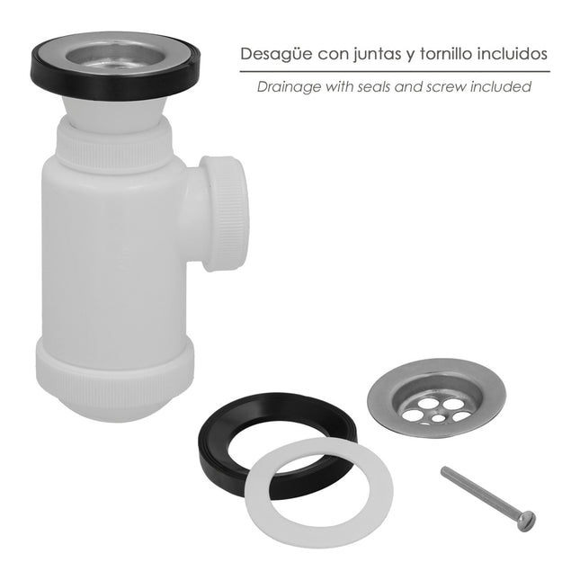 Sifon botella extensible 1 1/2 con válvula y tapón