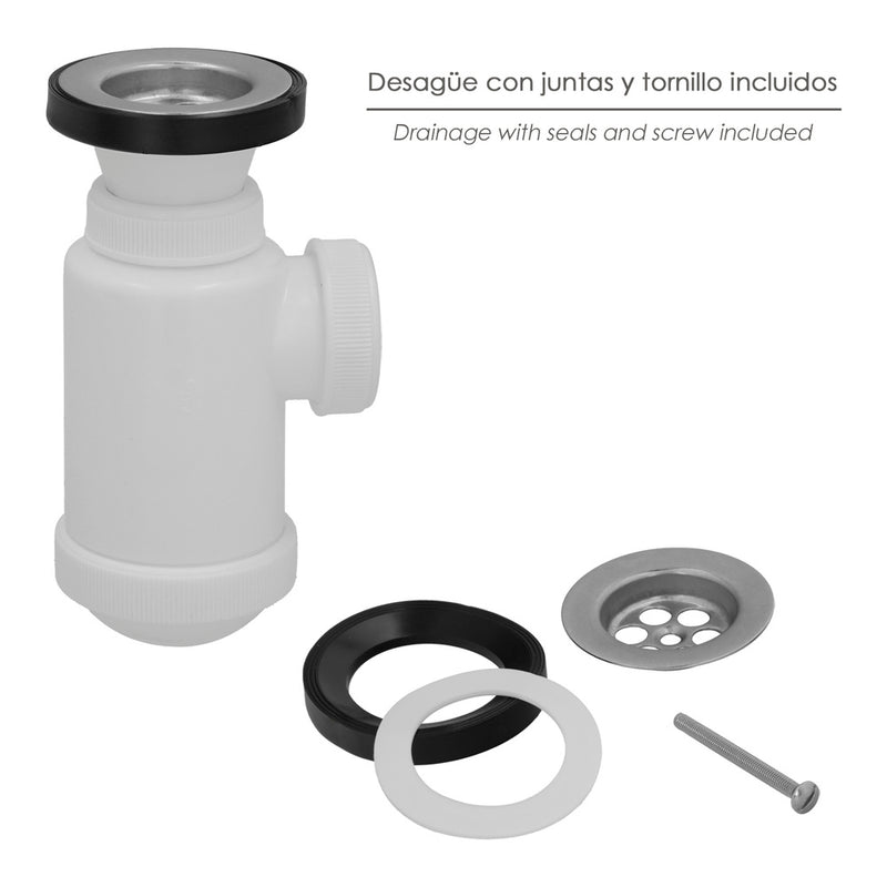 Sifon botella extensible 1 1/2 con válvula y tapón