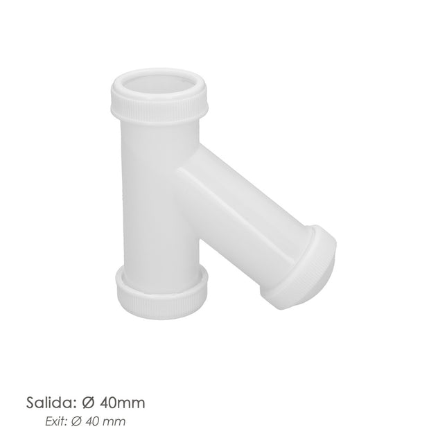 Sifon en  y, 1 1/2" salida ø 40 mm para tubos lisos
