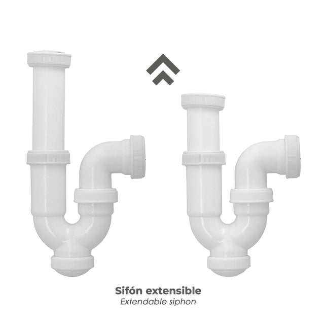 Sifon curvo extensibletuerca loca  1 1/2" ø 40 mm
