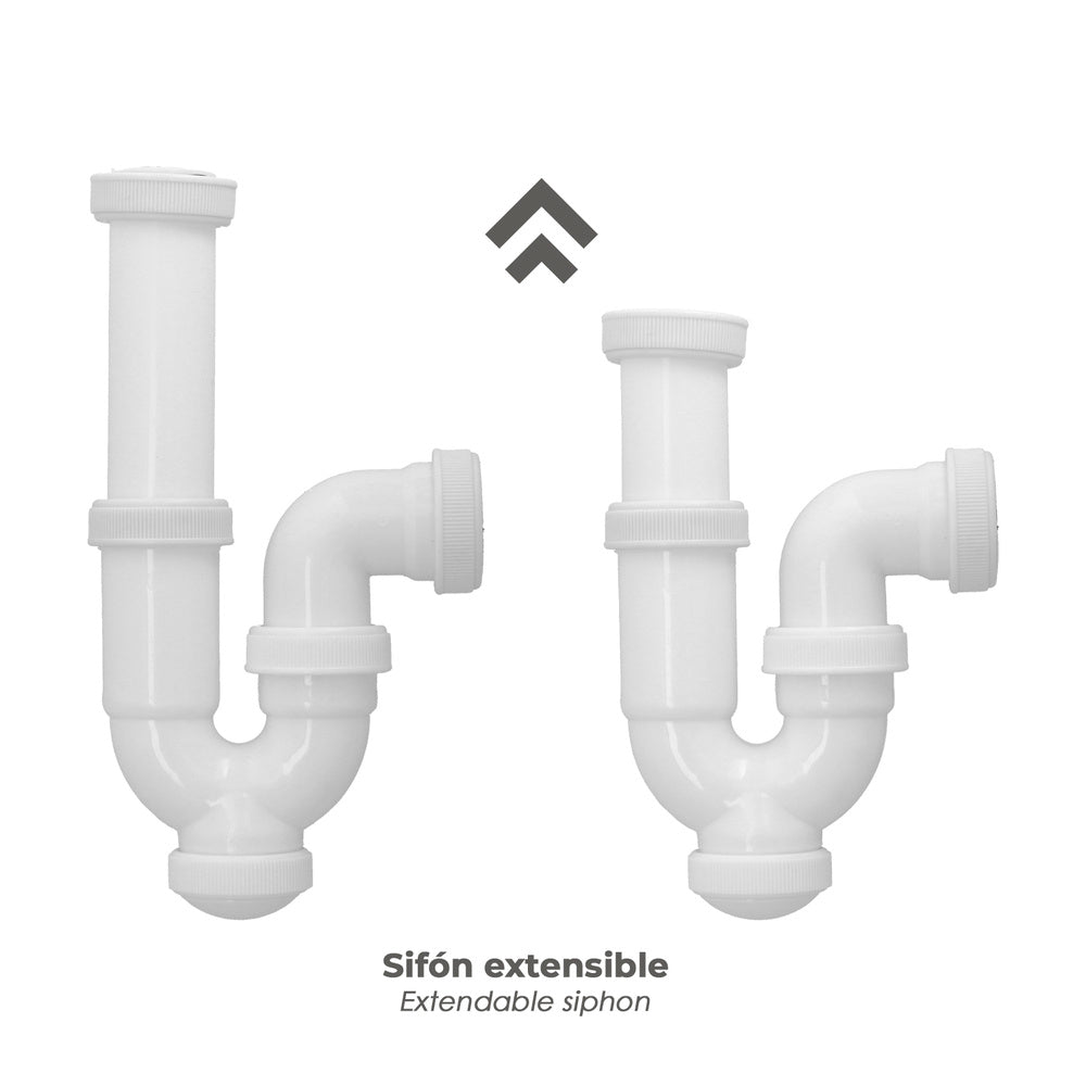 Sifão curvo extensível porca louca 1 1/2" ø 40 mm